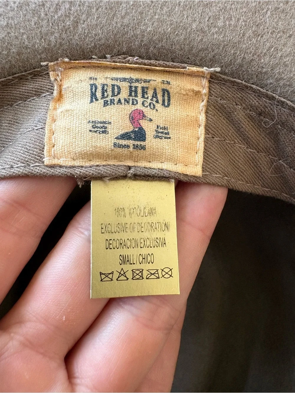 Redhead Wool Felt Fedora Outback Hat Beige S Western Band Ranch Cowgirl Teardrop
